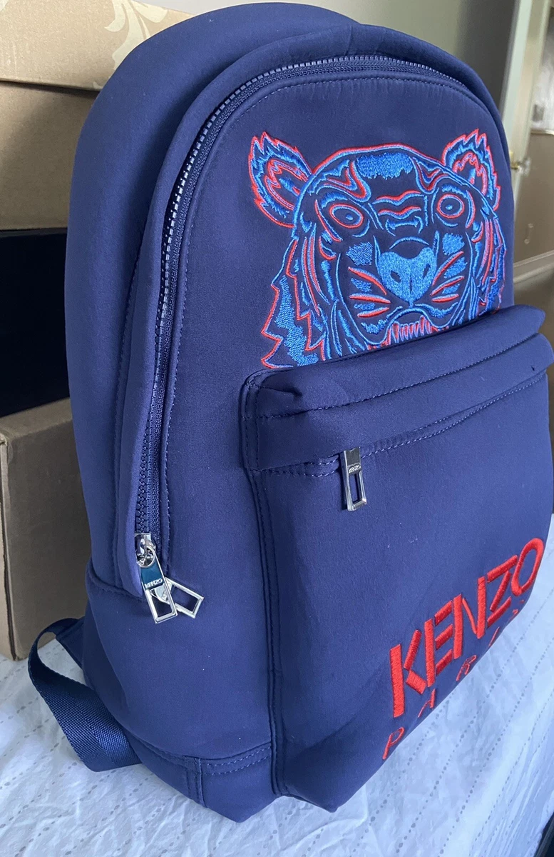 Kenzo Neoprene Tiger Embroidered Logo Knapsack Backpack Navy  1