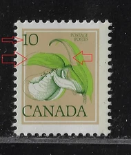 Canada Error Stamps "Printing Shift" - Lady's Slipper  #711 var MNH