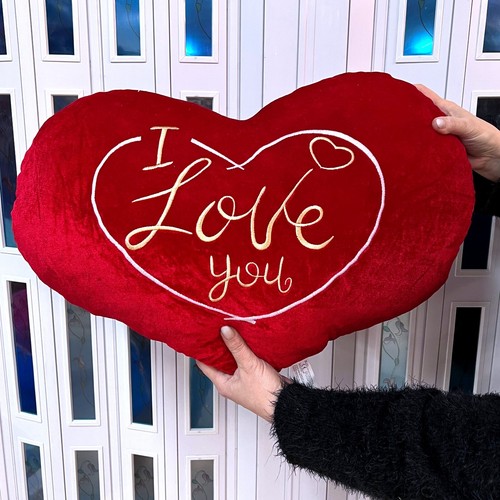 Cuscino Peluche Cuore Gigante 65cm I Love You Rosso Versione San Valentino - Foto 4 di 4