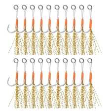 Fishing Assist Hooks Kit 20 Pcs Glow Jigging Hook Slow Fast Fall Jigs Fishing...