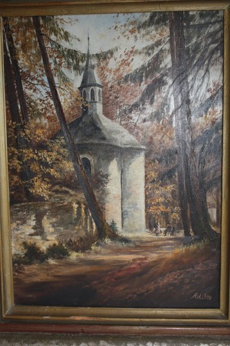 Altes Vintage original signiertes Otto Europäisches Gemälde Öl auf Karton Holzrahmen - Bild 10 von 10