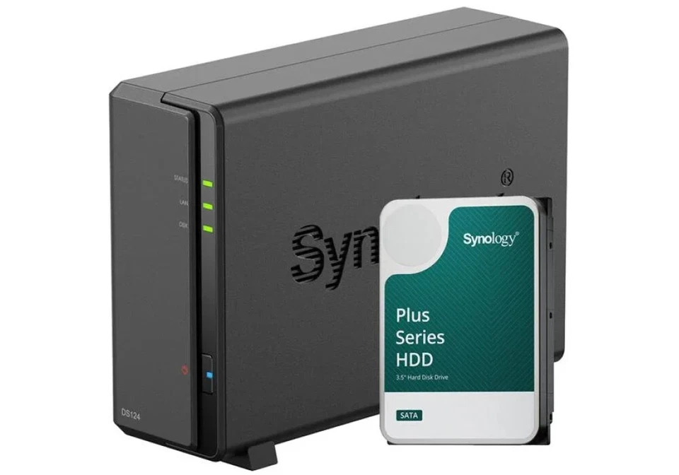 Synology DS124 1-Bay NAS 4TB-20TB, WD Red, IronWolf, N300- Desktop NAS Solution - Image 2 of 4