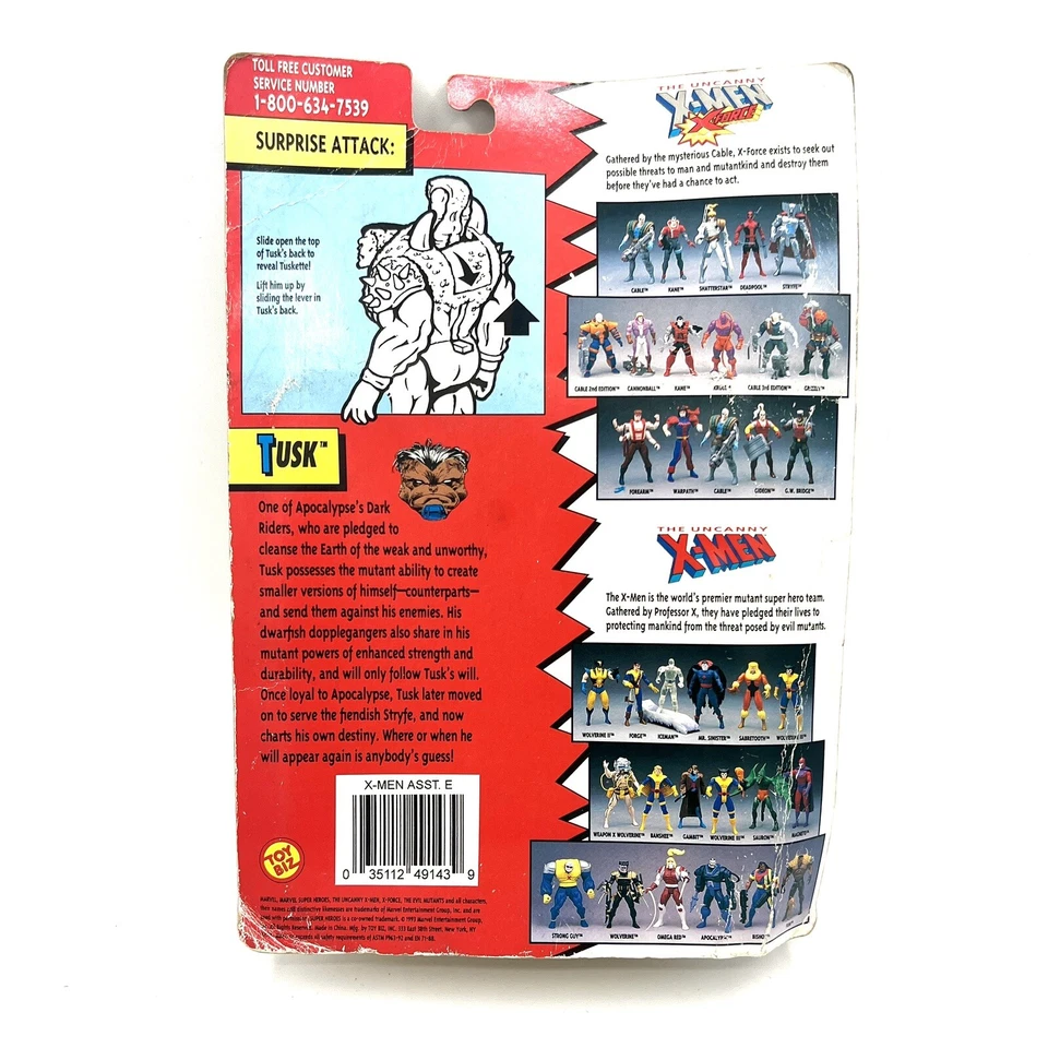 1993 Toy Biz The Uncanny X-Men "TUSK" Action Figure Vintage Open Card #4914 - Image 2 of 4
