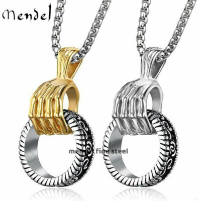 MENDEL Cool Gothic Mens Stainless Steel Skull Hand Ring Holder