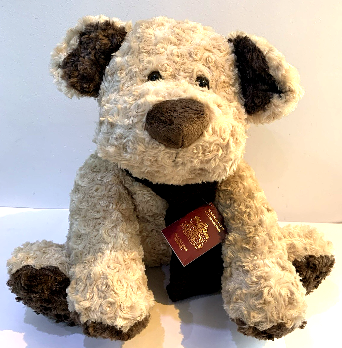 BHS Vintage Playful Pals Big Dog Teddy with Brown Scarf Soft Toy