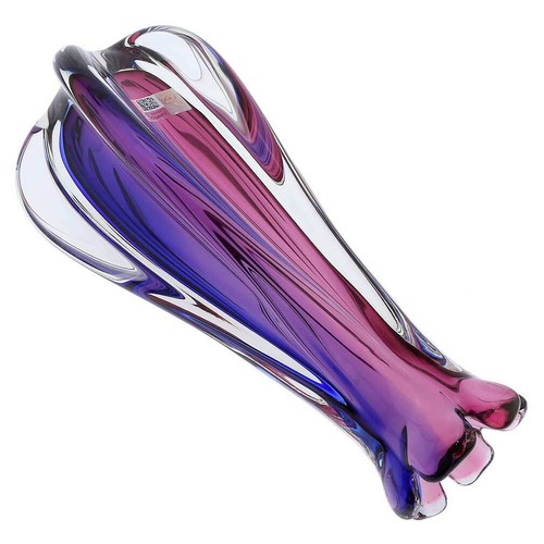 GlassOfVenice Murano Glass Sommerso Ribbed Bud Vase - Rose and Blue - Picture 4 of 8