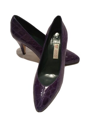 VTG GUCCI PURPLE CROCODILE PUMPS-SIZE 36 US 6-EXQUISITE!!