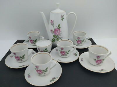 CP Colditz Porcelain Tea Coffee Set Teapot Sugar Cups Saucers Pink