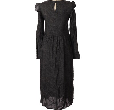 h&m polka dot midi dress H&M Black White Polka Dot Balloon Sleeve Midi Wrap Dress size M 12 14 Summer
