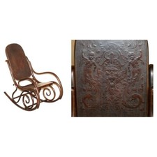 EXQUISITE VICTORIAN THONET ROCKING CHAIR WITH CHERUB CARVED BACK & SEAT PANELS