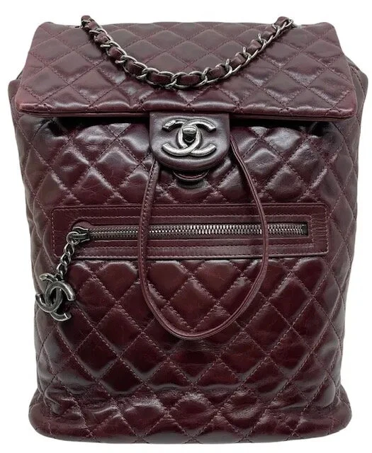 CHANEL Mountain Backpack Burgundy Calfskin Quilted Leather