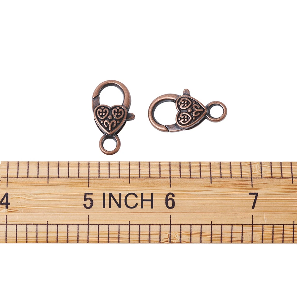 Cierres de garra de langosta corazón aleación tibetana cierre de gatillo de cobre rojo 25,5 mm 50 un. Foto 3 de 4