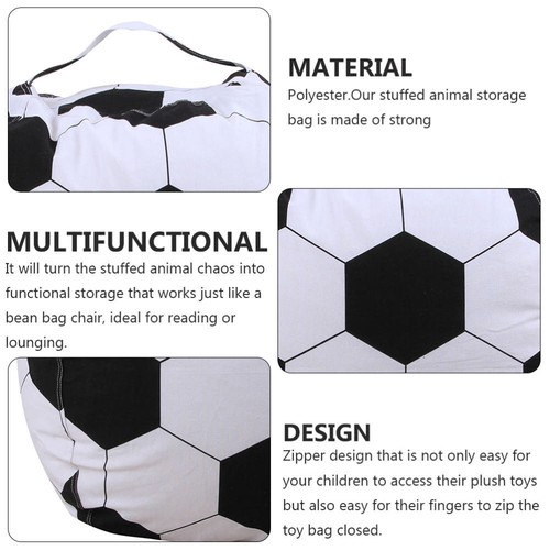 Football Storage Bag Stuffed Animal Bean Chair Kids Stuffable Zipper Beanbag - Picture 9 of 12
