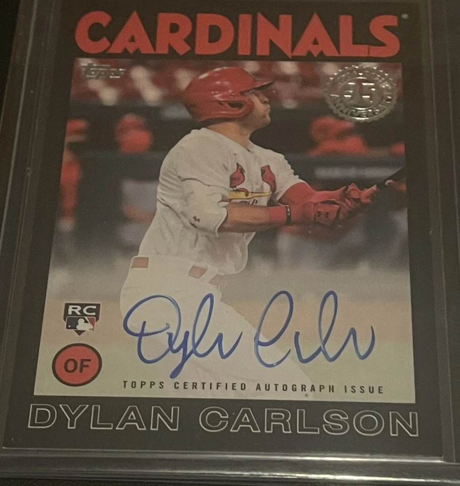 Dylan Carlson RC 2021 Topps 86B-DCA 1st RC Auto Black Parallel #/199 Cardinals - Image 2 of 4