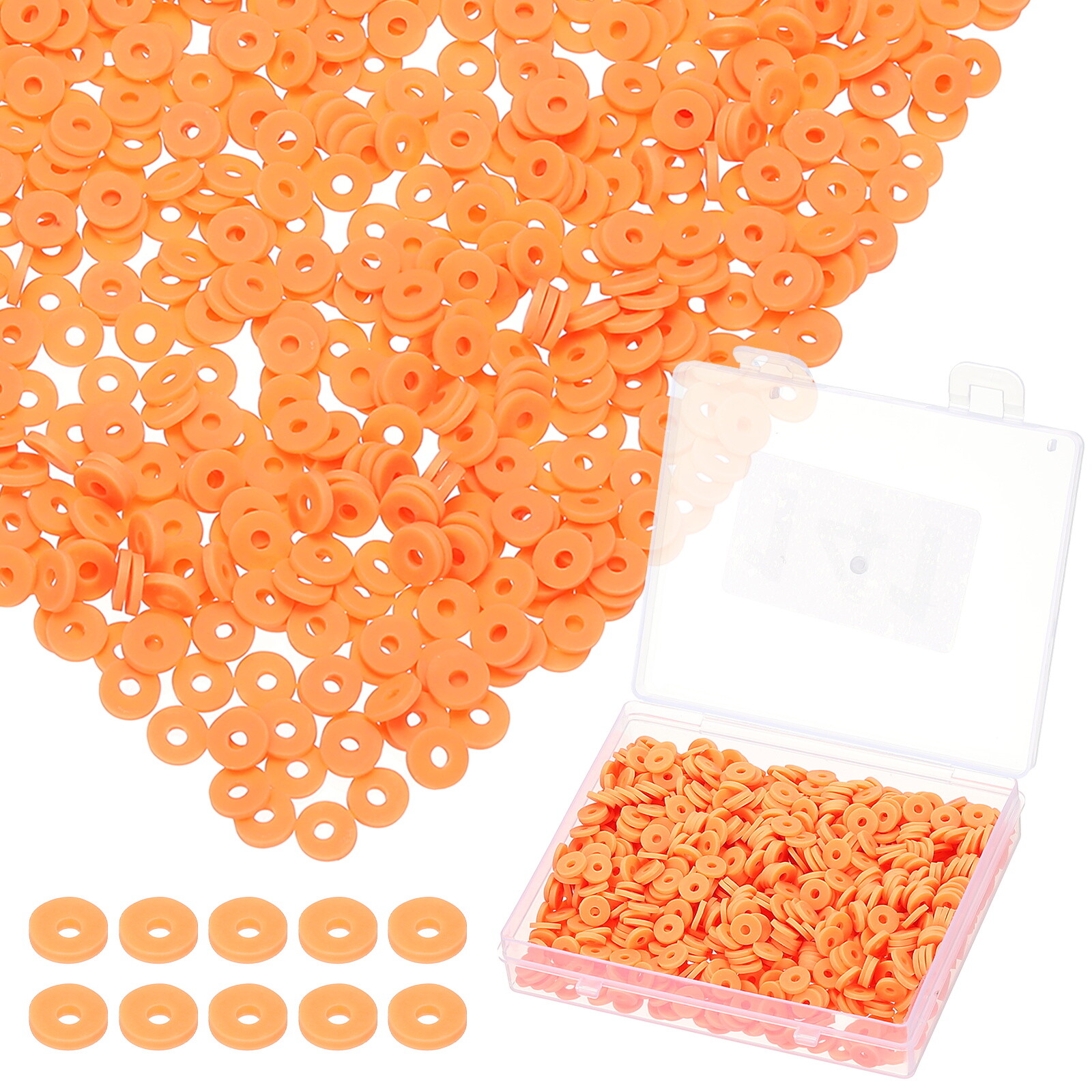 1000 Orange Heishi Clay Beads for DIY Bracelet Jewelry Making Kit