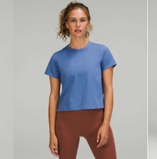 Lululemon cotton blend crop Tshirt, Blue, Size S J167