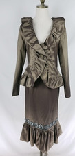NWT Vtg Rossi Roma Italy Women Size S Silk Blend Skirt Long Sleeve Jacket Bronze