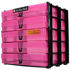 WestonBoxes A4 Stak, Stackable Craft Storage Unit with 5x A4 Storage Boxes