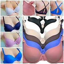 3-6 Women's Bras Racer Back Push-ups Hook Eye T-shirt Bra 7087 Plunge 32B -40C