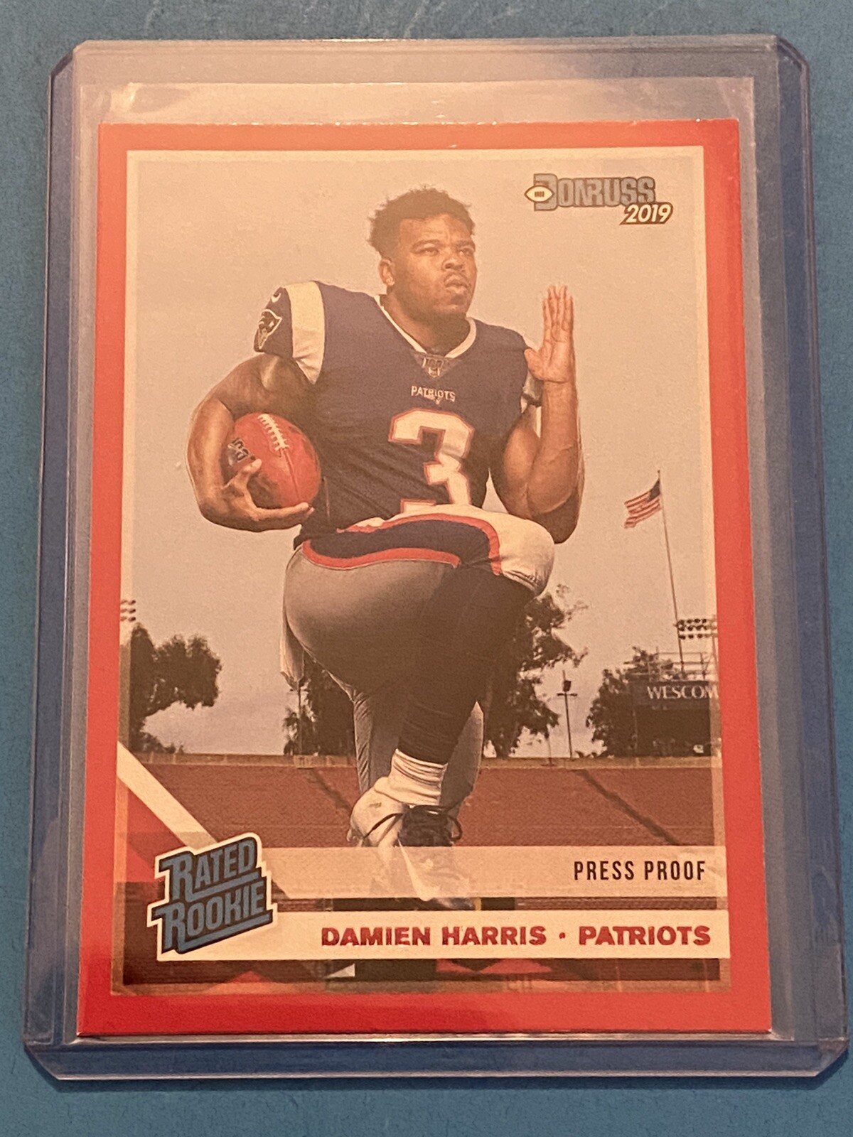 2019 Panini Donruss - Rated Rookie Press Proof Red #309 Damien Harris (RC) Patri