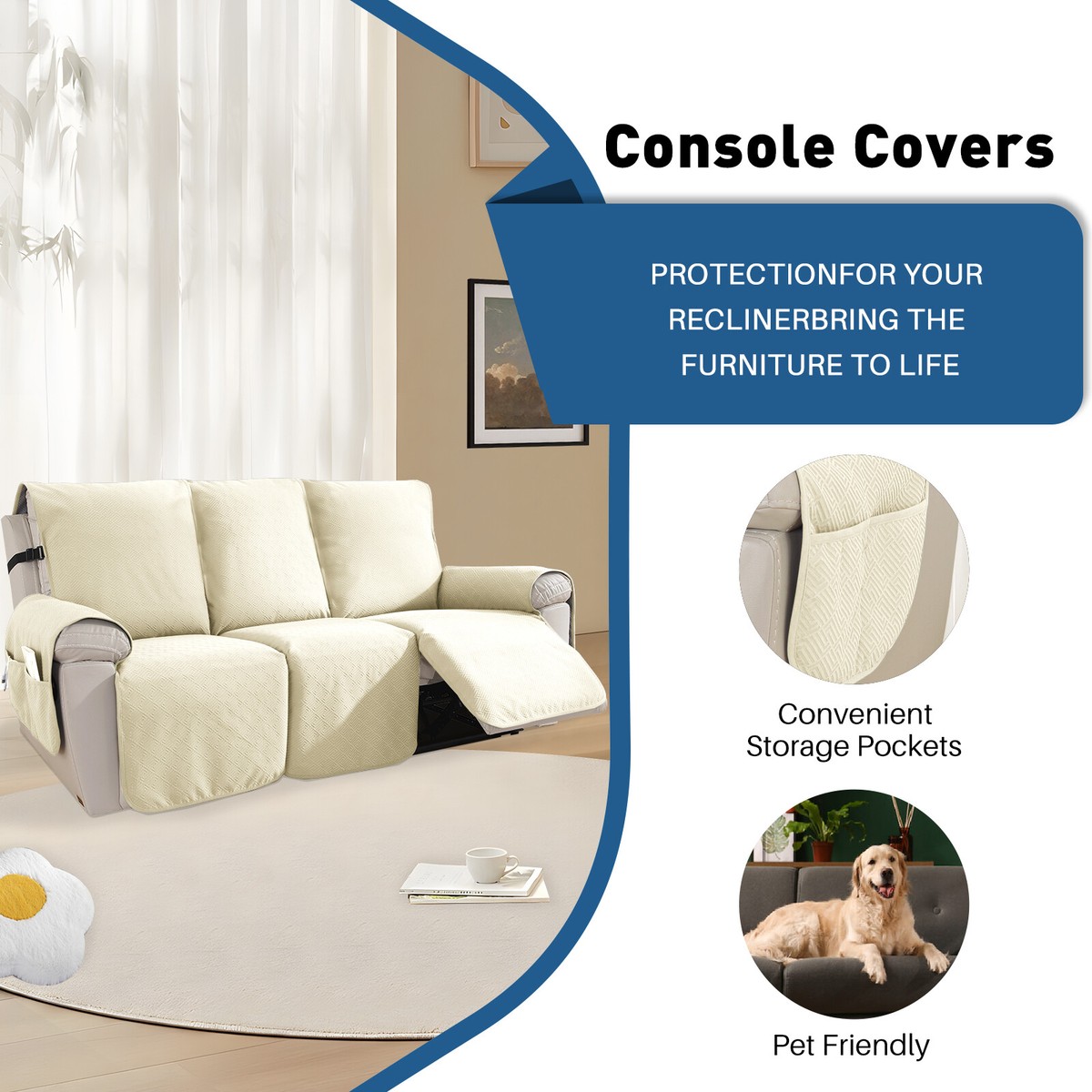 Waterproof Couch Cover for Reclining Couch Seat Recliner