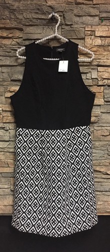 Lucky Brand Dress Polyester Size 10 NWT $129 Career/Formal Blk Wht Shirt