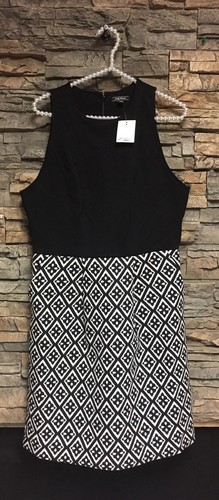 Lucky Brand Dress Polyester Size 10 NWT $129 Career/Formal Blk Wht Shirt - Afbeelding 1 van 12