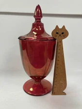 Westmoreland Glass Ruby Red Best Wishes 40th Covered Candy Jar Circa 1979