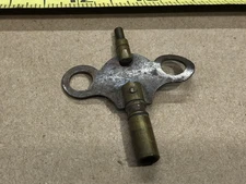 Clock Winding Key vintage double end steel & brass cabinet turn wing