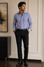 Robert Graham Dress Shirt Mens Large Stripe Button Down Flip Cuff