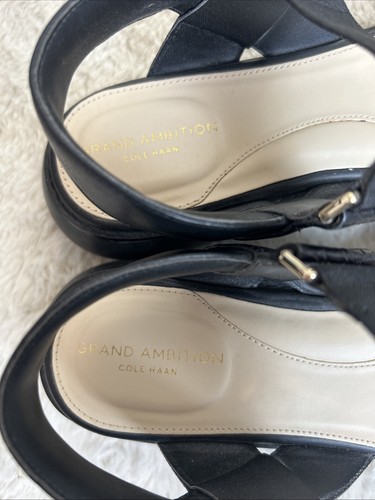 Cole Haan Grand Ambition Sz 6 B Carmel Flat Sandals Slingback Black - Afbeelding 6 van 8