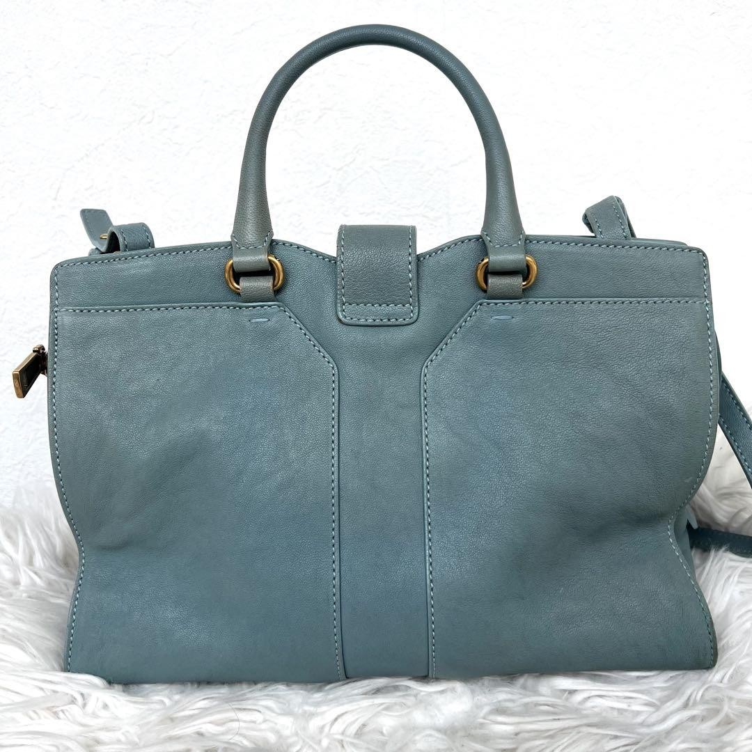 Borsa a tracolla Yves Saint Laurent YSL Cabas pelle blu autentica F0606519