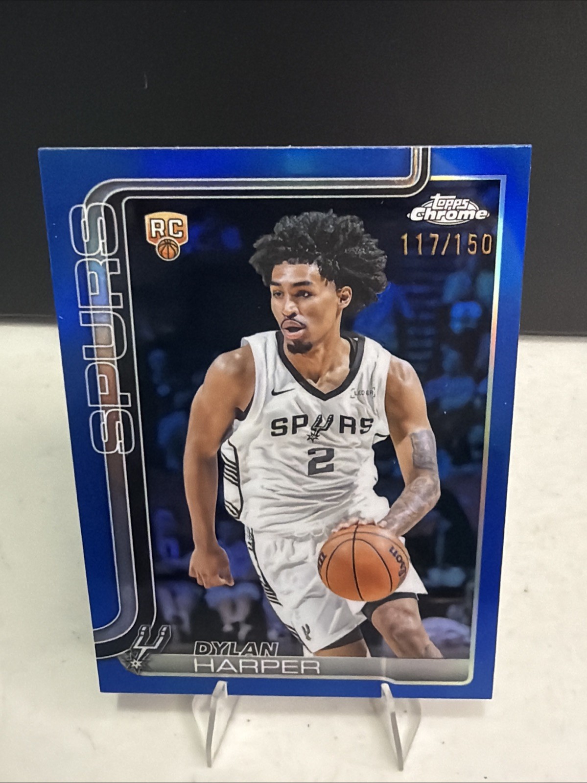 2025-26 Topps Chrome Dylan Harper RC /150 Blue Refractor #252 Spurs