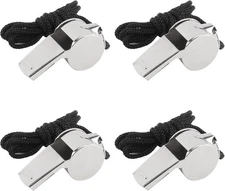 Whistle, 4 Pcs Whistle for Coaches Stainless Steel Whistles with Lanyard... 