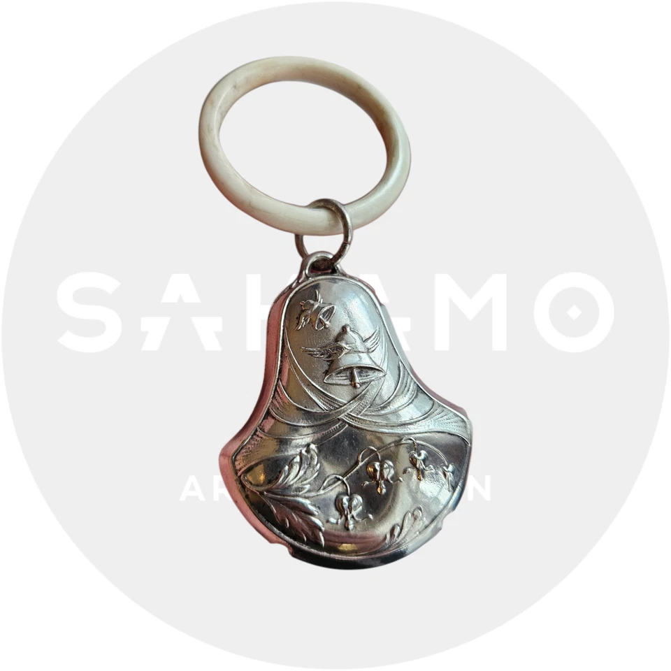 Hochet ancien en argent – France, fin XIXe / début XXe – décor émaillé - Photo 4/4