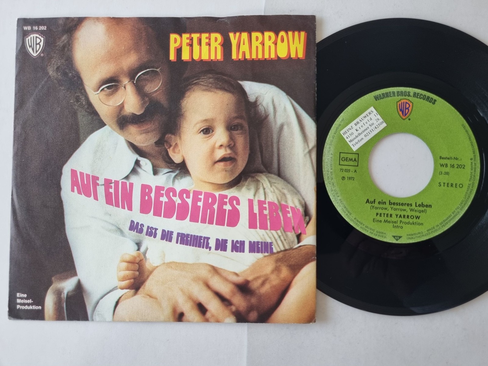 Peter Yarrow - Auf ein besseres Leben 7'' Vinyl/ Paul & Mary/ SUNG IN GERMAN