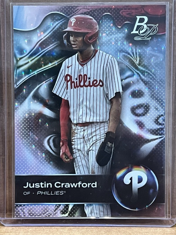 Topps 2023 Bowman Platinum Justin Crawford #TOP-5 Top Prospects Pink Ice