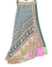 Sushila Vintage Silk Saree Magic Wrap Reversible Skirt Multi-Color Beach Dress