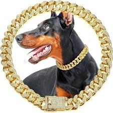Dog Chain Collar Luxury Gold Pet Metal Chain Collar For Small Medium Large Dogs