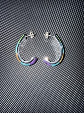 Jay King DTR Women’s Half Hoop Earrings Sterling Silver 925 Multigemstone