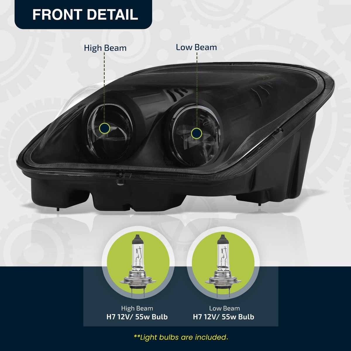 Set Black Dual Projector Headlights Assembly For 1997-04 Chevrolet
