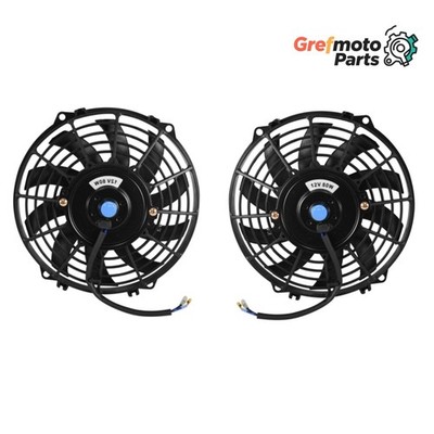 Grefmoto Pair 9'' Push Pull Universal Radiator Condenser Electric Cooling Fan