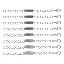 3.9 Inch Magnetic Necklace Extender, 8 Pack Chain Extenders Extension, Silver