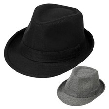 2 Pack Manhattan Fedora Hat for Men Gangster Trilby Black/Grey size:l-xl 