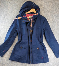 Joules Raincoat Right As Rain Blue Fitted Cinch Waist Hooded Size 10