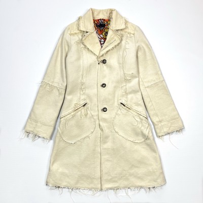 DIESELdenim Mods Coat GrungeJacket けんさん様 Diesel Trench Coat Denim Wool Grunge Distressed Y2K Vintage Beige