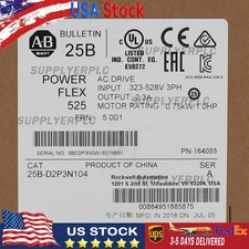 Allen-Bradley AB 25B-D2P3N104 PowerFlex 525 0.75kW 1Hp AC Drive Factory Sealed
