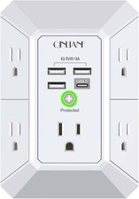 5 Outlet Wall Charger Surge Protector with 4 USB