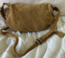 Fat Face Suede Mustard Yellow Hobo Crossbody Sling Bag