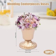 10Pcs Trumpet Gold Metal Vases Wedding Party Centerpieces Retro Decor Vase 10cm